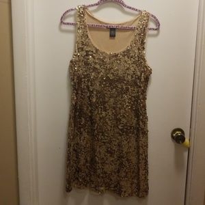 Gold mulit colored sequin knee length dress